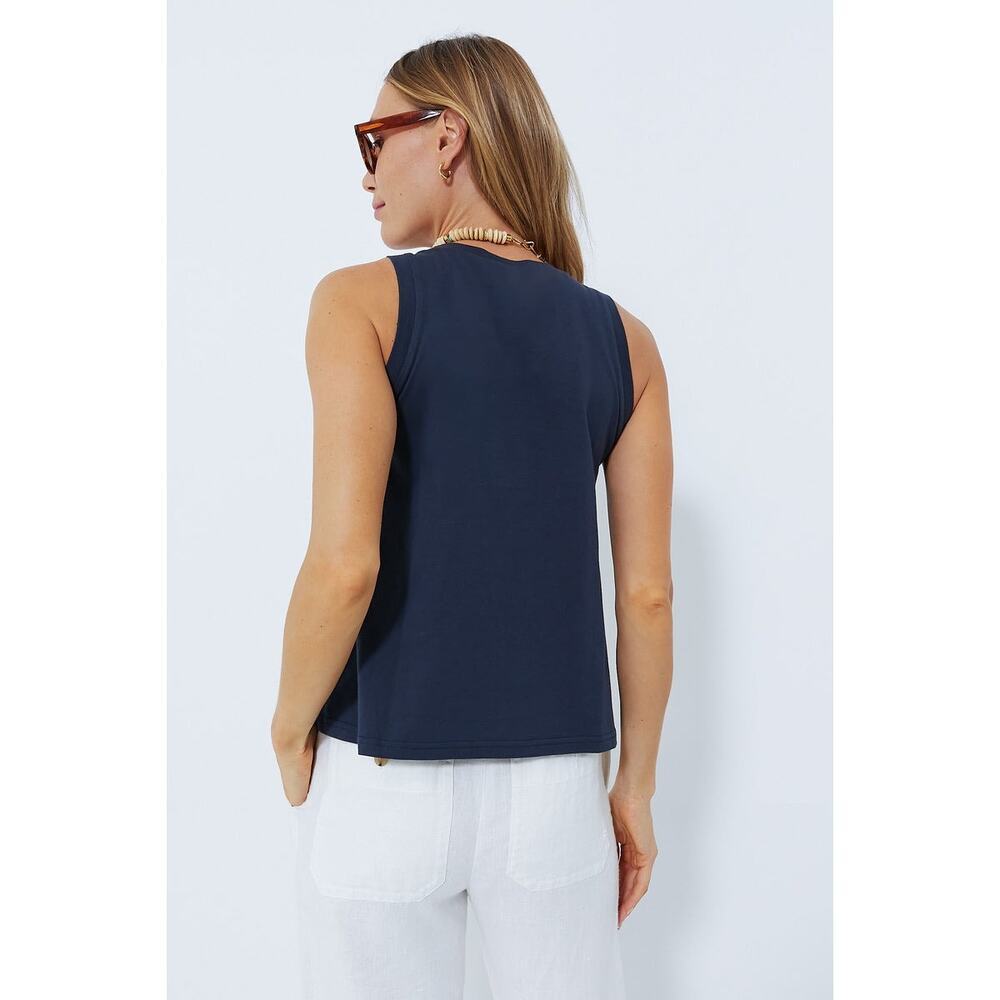 POMANDER PLACE Navy Anthos Cotton Tank Size S NWT Retail $78 Tuckernuck - Picture 2 of 7